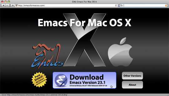 Скриншот сайта EMACS for OS X